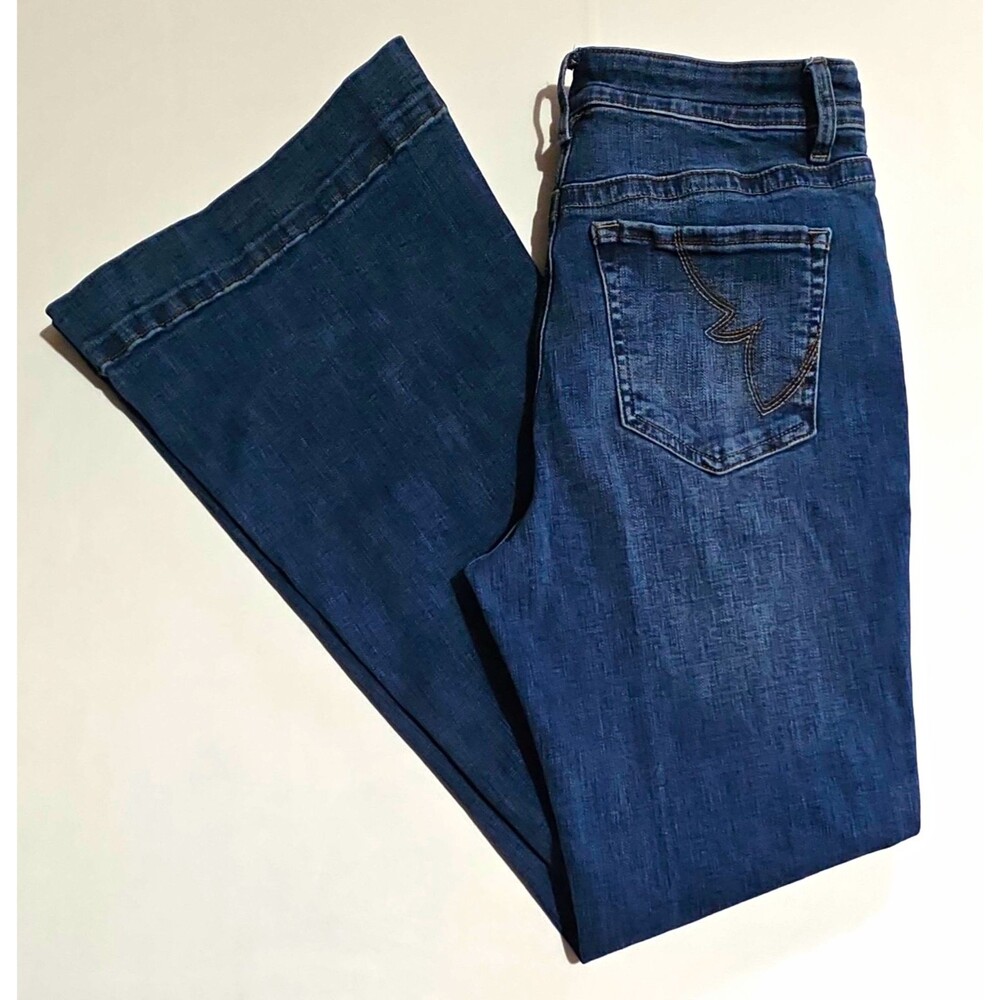 Lincoln Outfitters women's size 6 embroidered stretch flare jeans blue